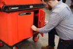 Crescent RAILWORKS 2 Shelf Industrial Utility Cart with 5 Inch Hard Casters and Double Door Lockable Security Panel - Image 4