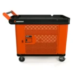 Crescent RAILWORKS 2 Shelf Industrial Utility Cart with 5 Inch Hard Casters and Mesh Single Door Lockable Storage