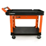 Crescent RAILWORKS 2 Shelf Industrial Utility Cart with 5 Inch Hard Casters and Tool Drawer