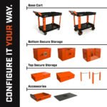 Crescent RAILWORKS 2 Shelf Industrial Utility Cart with 5 Inch Hard Casters - Image 2