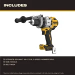 DEWALT 20V MAX XR Brushless Cordless 1/2 Inch Hammer Drill (Bare Tool) - Image 3