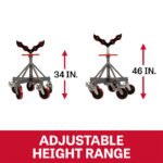 JET 5-Leg Pipe Jack Stand with Casters and Steel Rollers - Image 3