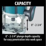 Makita 3-1/4 HP Plunge Router with Variable Speed - Image 5