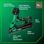 Metabo HPT 18V MultiVolt Brushless 15-Gauge Angled Finish Nailer 2 Ah Kit - Image 3