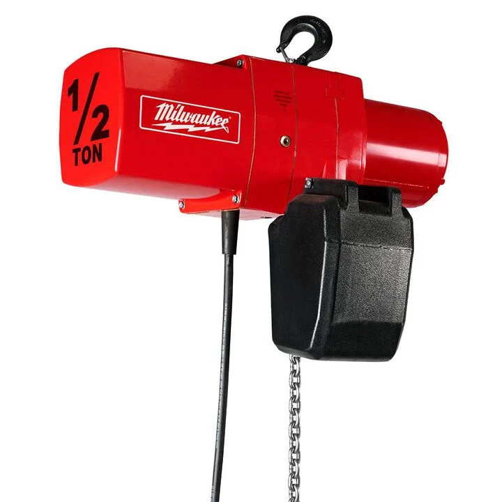 milwaukee-12-ton-electric-chain-hoist-10-ft-lift-9560.webp Milwaukee 1/2 Ton Electric Chain Hoist 10 Ft. Lift - Image 1