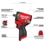 Milwaukee M12 FUEL Stubby 1/2 Inch Impact Wrench (Bare Tool) - Image 2