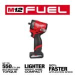 Milwaukee M12 FUEL Stubby 3/8 Inch Impact Wrench Kit - Image 3