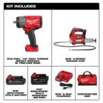 Milwaukee M18 FUEL 1/2in HighTorque Impact Wrench & Grease Gun Combo Kit - Image 2