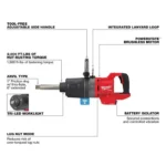 Milwaukee M18 FUEL 1inch D Handle Impact Wrench ONE KEY (Bare Tool) - Image 3