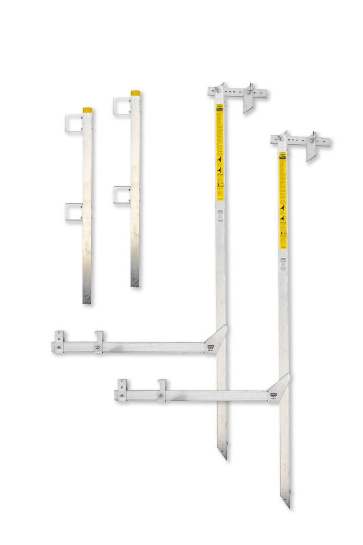 wall-walker-hanging-scaffold-8-with-guard-rail-posts-ww03844.jpg Wall Walker Hanging Scaffold 8' with Guard-rail Posts - Image 1
